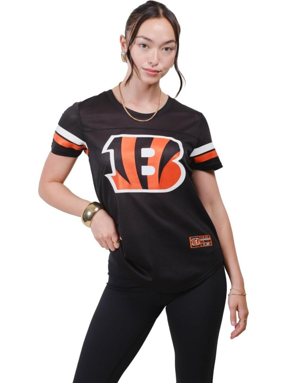 Stylish Women's NFL Soft Mesh Varsity Stripe T-Shirt - Perfect for Game Day!